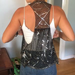 NWOT sequin beaded vest top